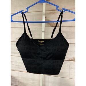 NWOT Juicy Couture Women's Size Large Black Monogram Cropped Top Bra